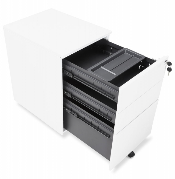 Casetiera alba metal cu 3 sertare OFFICIO 40x52 cm cu incuietoare, OA00130WH - Kokoon [8]