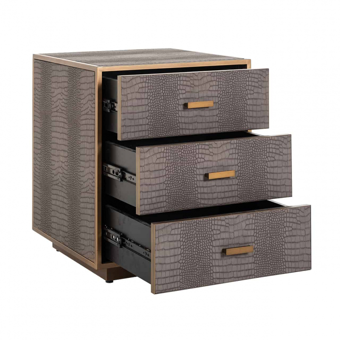 Casetiera cu sertare gri Juho 50x60 cm piele vegana (PU), design lux, 7534 - Richmond Interiors [6]