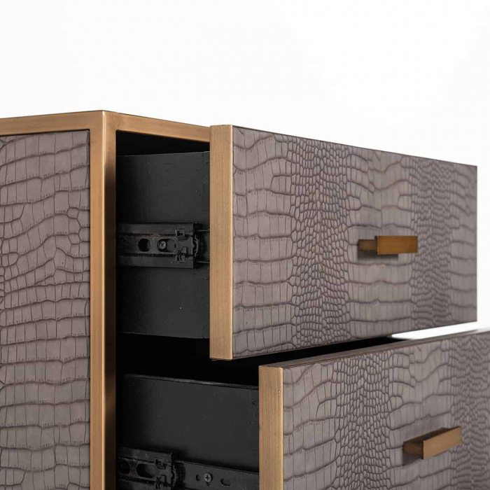 Casetiera cu sertare gri Juho 50x60 cm piele vegana (PU), design lux, 7534 - Richmond Interiors [8]
