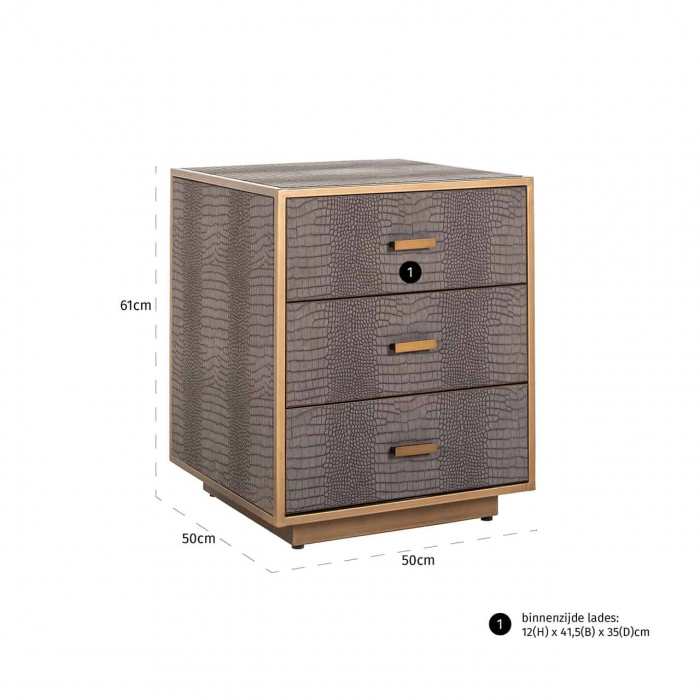 Casetiera cu sertare gri Juho 50x60 cm piele vegana (PU), design lux, 7534 - Richmond Interiors [5]