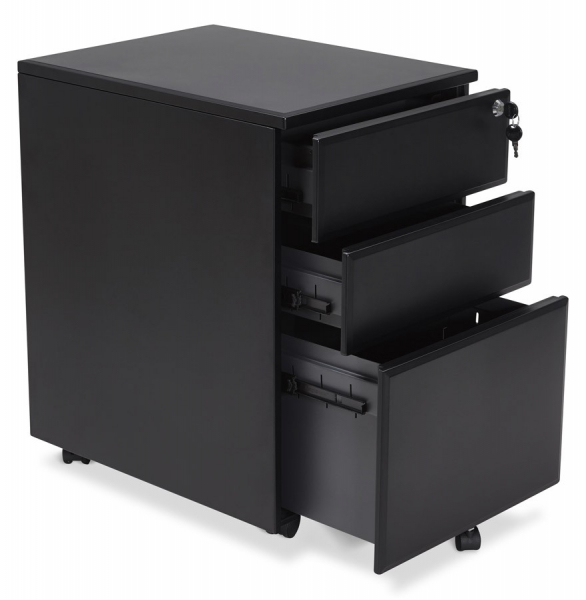 Casetiera neagra metal cu 3 sertare OFFICIO 40x52 cm cu incuietoare, OA00140BL - Kokoon [6]