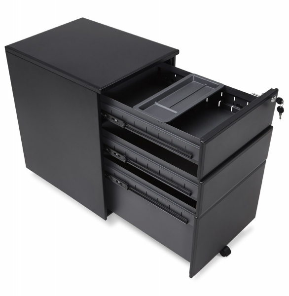 Casetiera neagra metal cu 3 sertare OFFICIO 40x52 cm cu incuietoare, OA00140BL - Kokoon [8]