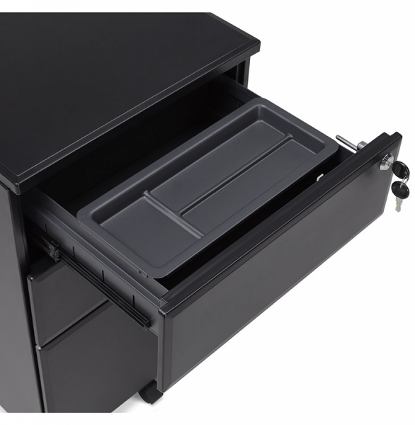 Casetiera neagra metal cu 3 sertare OFFICIO 40x52 cm cu incuietoare, OA00140BL - Kokoon [12]