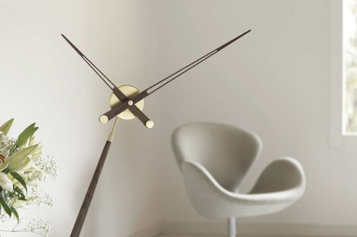 Ceas de masa Puntero G Ø74 cm stil minimalist, lemn nuc/auriu, PUD0000N - NOMON [2]