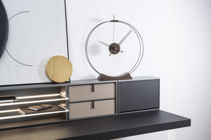 Ceas decorativ de masa rotund premium Aire Ø50 cm design minimalist, lemn frasin, AIRG - NOMON [4]