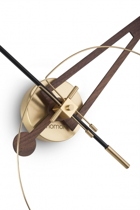 Ceas de perete crom/auriu Cris Ø 80 cm, fibra de sticla, metal si lemn de nuc, CRND00NN - NOMON [4]