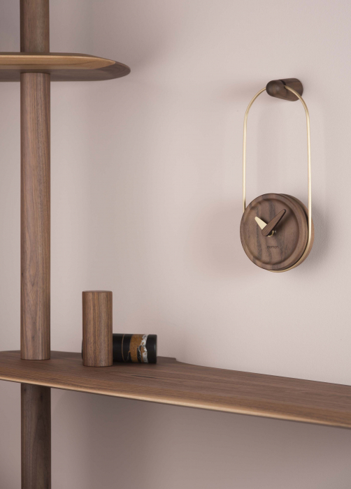 Ceas de perete elegant alama/grafit Micro Eslabon, lemn nuc si metal, MCESLATN - NOMON [4]