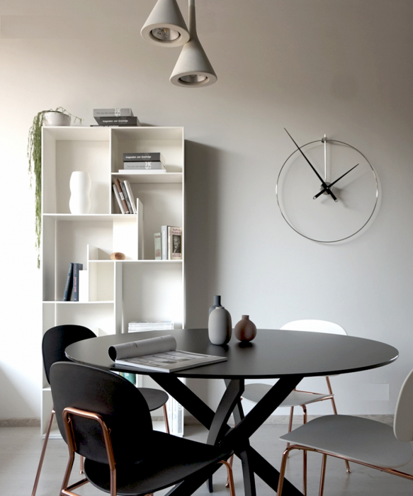 Ceas de perete elegant crom/auriu New Anda Ø 70 cm, metal si lemn, NADN - NOMON [4]