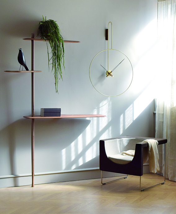 Ceas de perete lux auriu Daro Ø 70 cm, metal si lemn de nuc, DADN - NOMON [3]