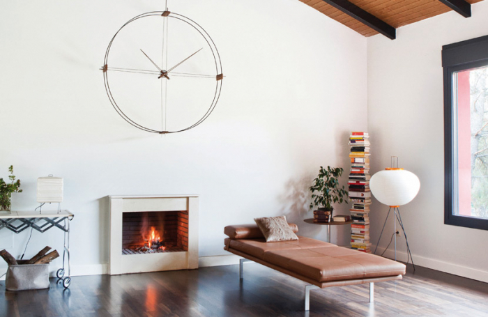 Ceas de perete lux crom/alama Delmori Ø 130 cm, cu indicatoare lemn nuc, DEG000NN - NOMON [6]