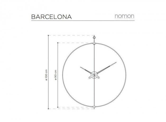 Ceas de perete lux elegant Barcelona Ø 90 cm, cu indicatoare lemn nuc lacuit, BAR - NOMON [9]