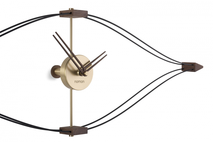 Ceas de perete lux Mini Look fibra de sticla cu elemente din lemn de nuc si alama, MLON000N - NOMON [3]
