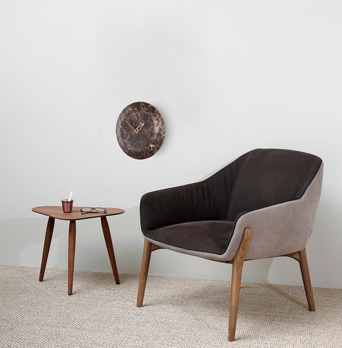 Ceas de perete rotund lux Bari S Ø 24 cm, marmura EMPERADOR/SAHARA NOIR, HUGSE - NOMON [3]