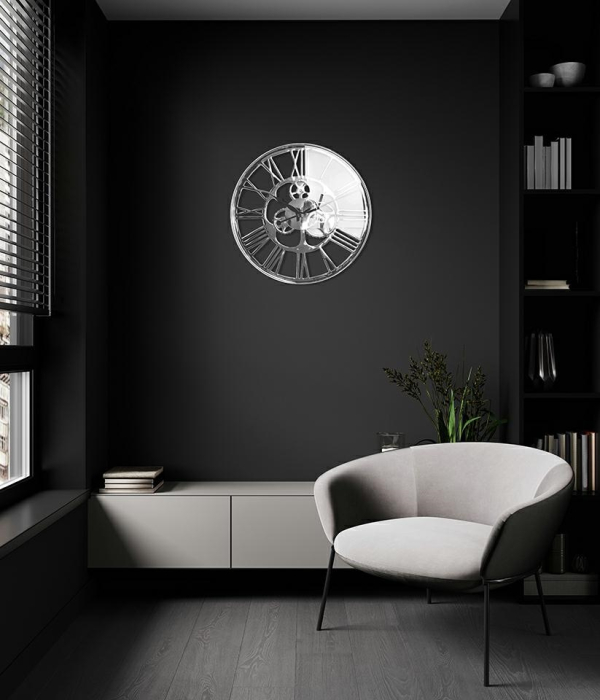 Ceas Decorativ Gear 60x6x60 cm, Oțel Inoxidabil și Aluminiu Nichelat Argintiu Crom Lucios - Kare Design [4]