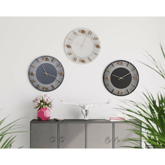 Ceas Decorativ Leonardo 29 48,5x4,5x48,5 cm, MDF și Aluminiu Negru, Auriu - Kare Design [7]