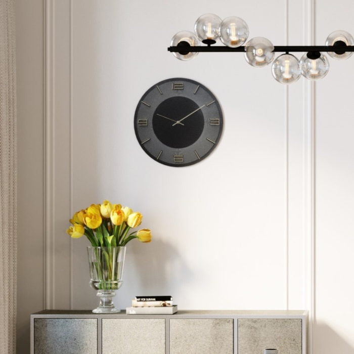 Ceas Decorativ Leonardo 29 48,5x4,5x48,5 cm, MDF și Aluminiu Negru, Auriu - Kare Design [6]