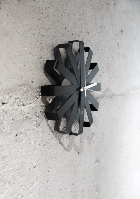 Ceas Decorativ Ribbon 31x6x31 cm, Stalowych Pasków Negru - Umbra [4]