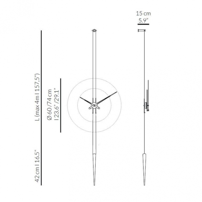 Ceas pendul lux crom/auriu/grafit Pendulo, metal si lemn de nuc, inaltime reglabila, PED0000N - NOMON [4]