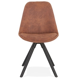 Scaun design living microfibra maro Finola premium, picioare lemn masiv negru / natural, K CH03090BRBL - Kokoon [2]