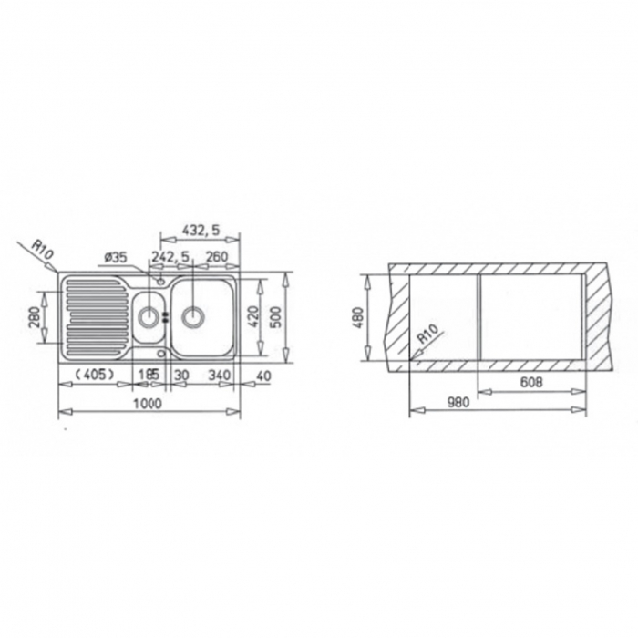 Chiuveta bucatarie inox  PRINCESS 1 1/2B 1D cu 2 cuve si picurator -Teka [3]