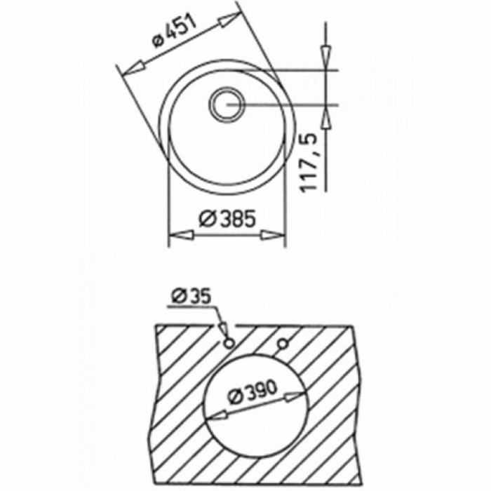 Chiuveta bucatarie rotunda inox cu 1 cuva  BE Ø39 PLUS, montaj sub blat -Teka [3]
