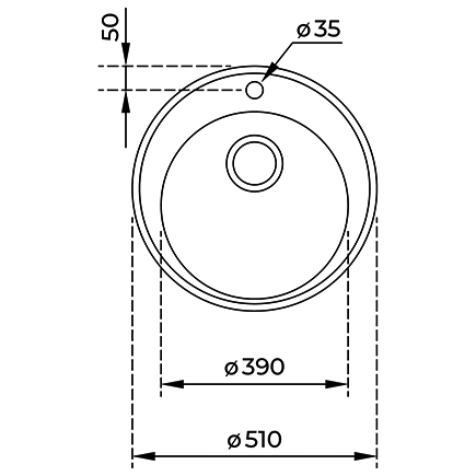 Chiuveta bucatarie rotunda inox cu 1 cuva  Centroval 45 Ø510 mm, montaj pe blat -Teka [3]