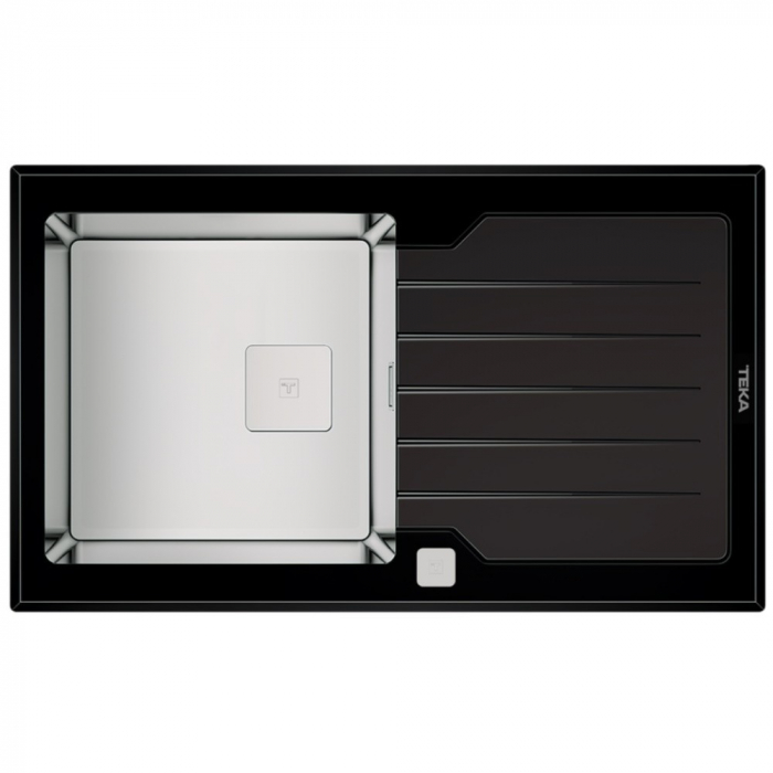 Chiuveta bucatarie  DIAMOND RS15 1B 1D 86 inox si sticla securizata alba/neagra -Teka [6]