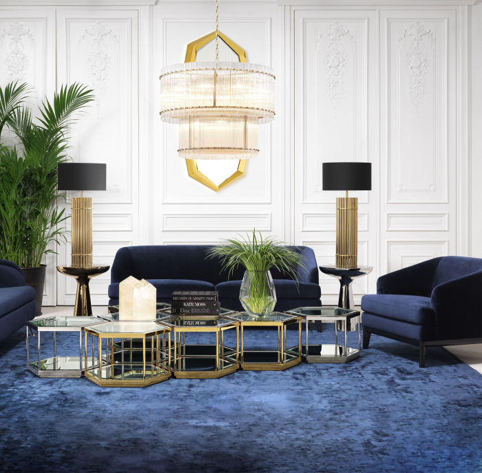 Covor living / dormitor de lux albastru safir Baldwin cu model geometric 300x200/400 cm | Eichholtz - 109276 [2]