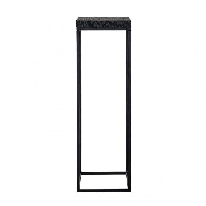 Coloana/masuta inalta decorativa Kelda 30x90 cm stil industrial, blat negru furnir natural stejar si metal, 6518 BLACK - Richmond Interiors [2]