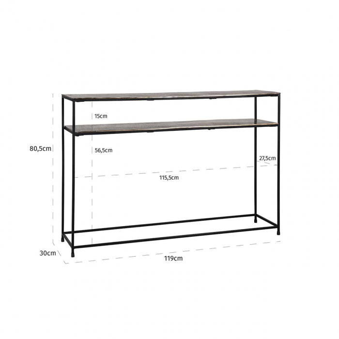 Consola hol metal auriu sampanie Tor 120x30 cm, design lux industrial, 825060 - Richmond Interiors [5]