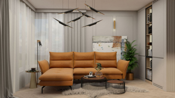 Canapea cu lounger Axel 277x185 cm, tapiterie personalizabila, picioare metalice , XEL CORNER 277 ST A1 - Gala Collezione [9]