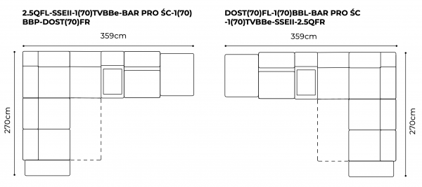 Coltar extensibil Belluno 359x270 cm cu bar si recliner electric, tapiterie personalizabila , BELLUNO 359 ST A1 - Gala Collezione [5]