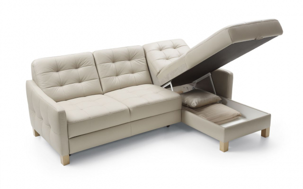 Coltar extensibil Malmo 217x157 cm cu lounger, lada depozitare, picioare lemn, tapiterie personalizabila , MALMO ST A1 - Gala Collezione [3]