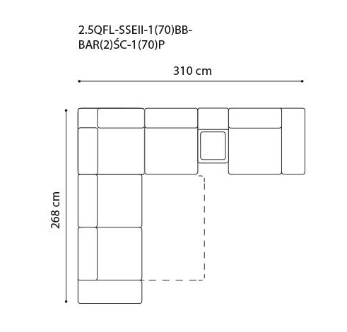 Coltar extensibil Massimo 310x268 cm cu bar, tapiterie personalizabila , MASS 310 ST A1 - Gala Collezione [3]