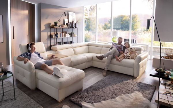 Coltar extensibil in forma de ‚ÄùU‚Äù Massimo 309x268x187 cm cu bar si lounger, tapiterie personalizabila , MASS 309 ST A1 - Gala Collezione [5]