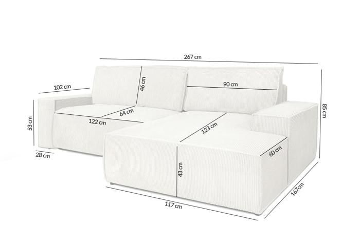 Colțar Pillow M 267x167x85 cm, Bej Deschis - King Home [2]