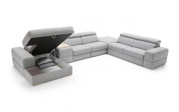 Coltar Plaza in forma de ‚ÄùU‚Äù 426x292x180 cm cu bar si lounger, zona extensibila dormit, tapiterie personalizabila , PLAZA 426 ST A1 - Gala Collezione [2]