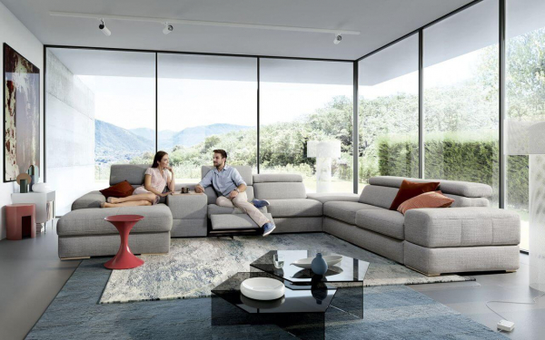 Coltar Plaza in forma de ‚ÄùU‚Äù 426x292x180 cm cu bar si lounger, zona extensibila dormit, tapiterie personalizabila , PLAZA 426 ST A1 - Gala Collezione [5]
