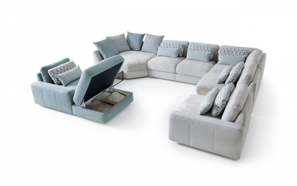 Coltar Serena in forma de ‚ÄùU‚Äù 417x353x331 cm, zona extensibila dormit, tapiterie personalizabila , SERENA 417 ST A1 - Gala Collezione [3]