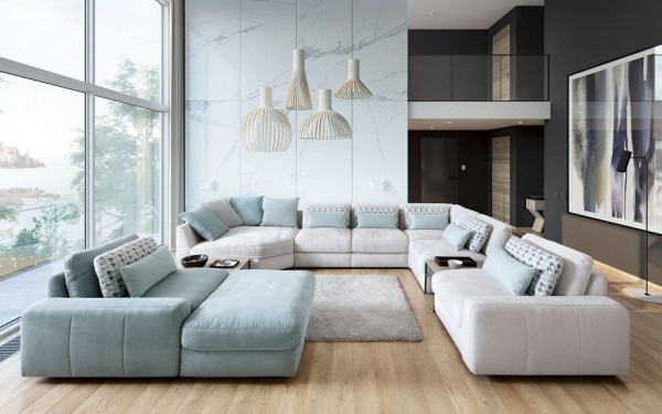Coltar Serena in forma de ‚ÄùU‚Äù 417x353x331 cm, zona extensibila dormit, tapiterie personalizabila , SERENA 417 ST A1 - Gala Collezione [5]