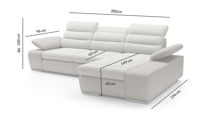 Colțar Tobi 282x194x100 cm, Arc Ondulat și Spumă Pur - King Home [2]