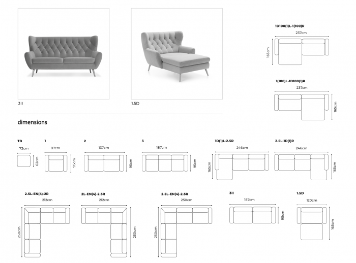 Coltar Voss cu lounger 242/246/258x165 cm, tapiterie personalizabila , VOSS CORNER 246 ST 0 - Gala Collezione [8]