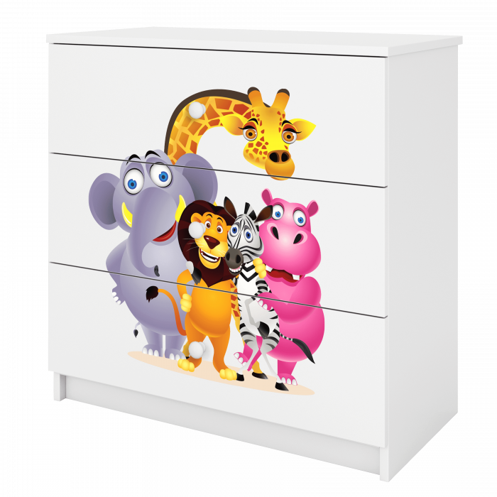 Comoda camera copii cu sertare Babydream si desen animalute, 80,5x80 cm MDF [2]