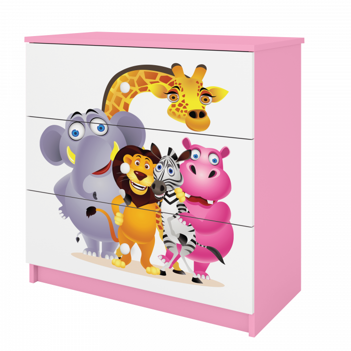 Comoda camera copii cu sertare Babydream si desen animalute, 80,5x80 cm MDF [2]