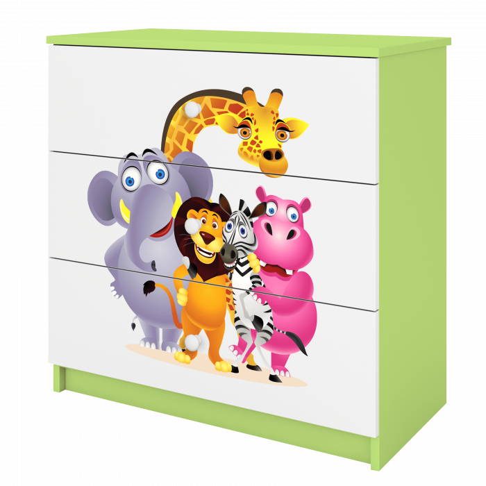 Comoda camera copii cu sertare Babydream si desen animalute, 80,5x80 cm MDF [2]