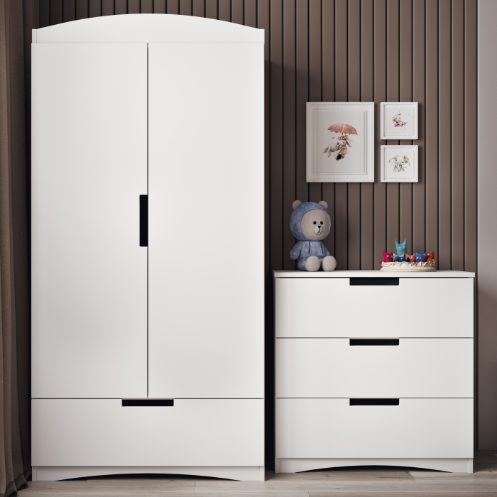 Comoda copii Classic 80,5x80 MDF alb, trei sertare [2]
