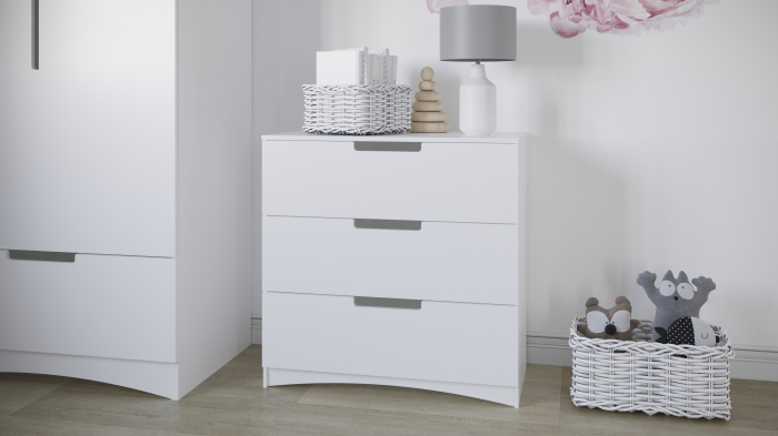 Comoda copii Classic 80,5x80 MDF alb, trei sertare [7]
