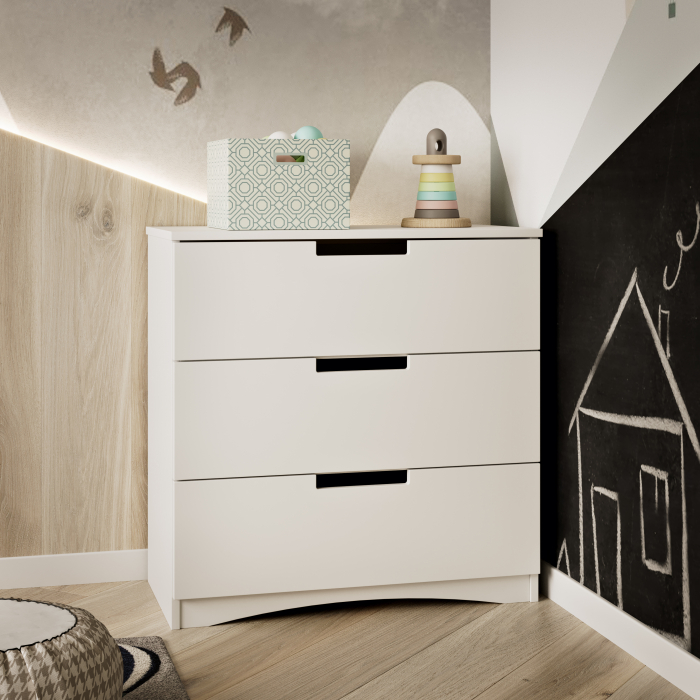 Comoda copii Classic 80,5x80 MDF alb, trei sertare [10]