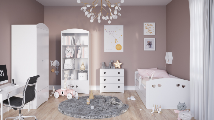 Comoda cu sertare alba Julia 80x80,5 cm, MDF alb cu decupaj inimioare [4]