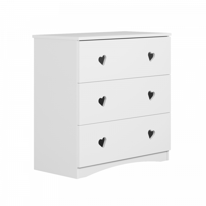 Comoda cu sertare alba Julia 80x80,5 cm, MDF alb cu decupaj inimioare [3]